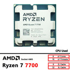 Used R7 7700 AMD Ryzen 7 7700 3.8GHz CPU processor 8-Core 16-Thread 5NM L3=32M 100-000000592 Socket AM5
