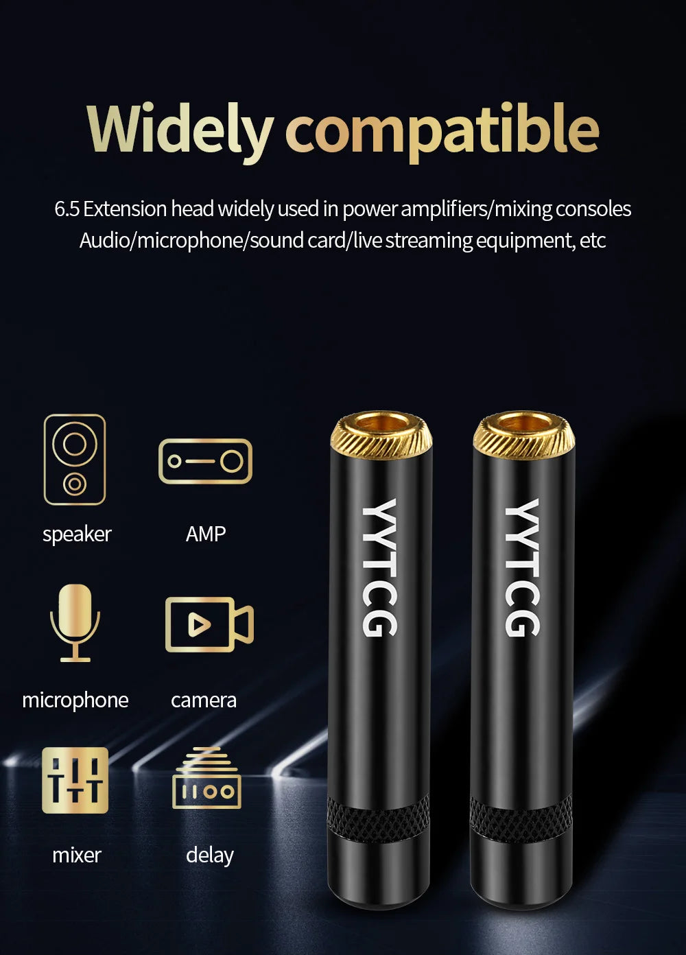 YYTCG 6.35mm female audio cable Welded Plug 6.5 Three core single stereo extension connector 1Pcs