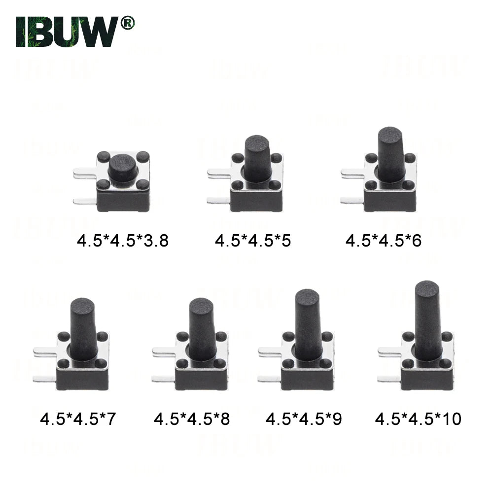 50PCS 4.5*4.5mm Momentary Tact Switch Push Button Switch  Micro Switch For TV/Home Use Button 4.5*4.5*3.8 3PIN 3 5 6 7 8 MM