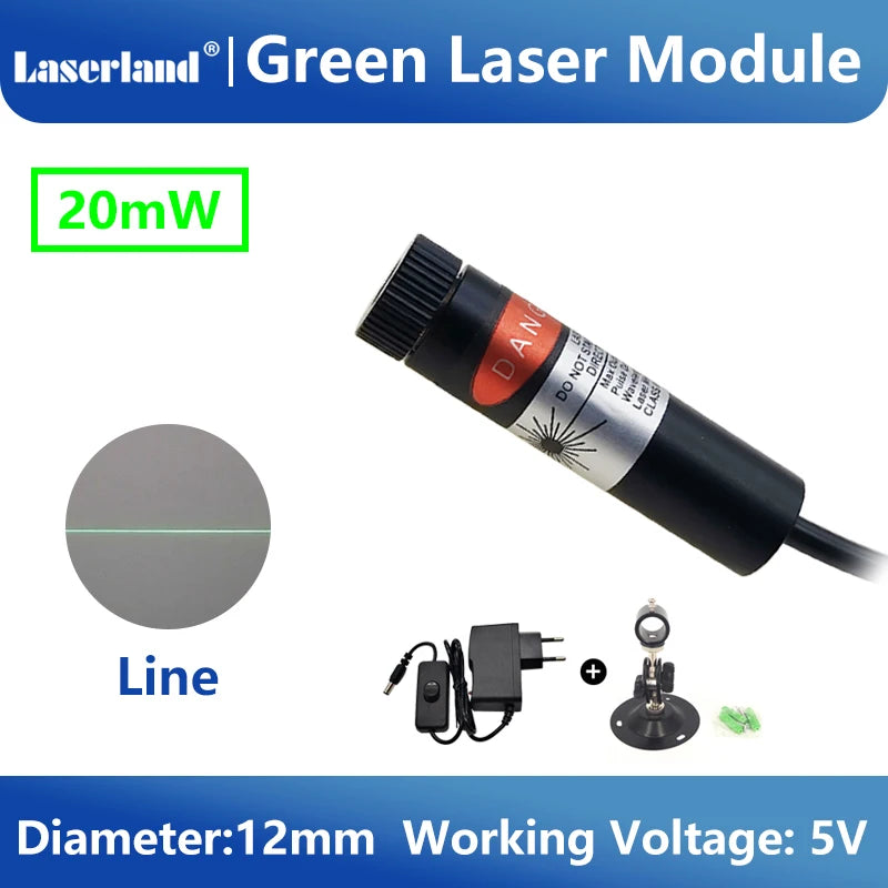 Green Laser Diode Module 20mW Dot Line Cross Projector for Alignment of Cloth Cutting Location