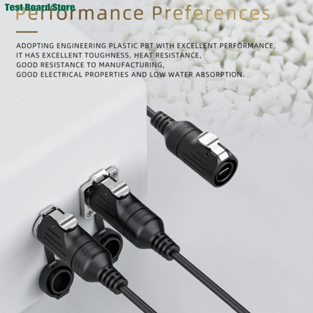 EW-LP16 Type-C Aviation USB 3.1 5A Female Socket Rear Nut Locking Jack Panel Mount Connector Waterproof Fast Charging Data Wire