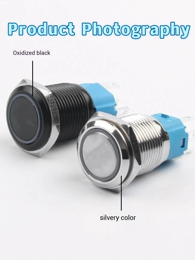 push button switch Two/three color, light metal 16 19 22mm self-locking/reset waterproof hotel doorbell customization latching