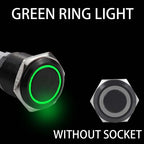 16/19/22mm Waterproof Metal Push Button Switch with socket LED Ring/Power Light Momentary Latching   5/12/24/220V black 1NO1NC