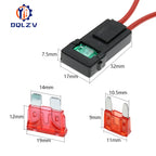 Medium ATC Fuse Holder In-line 18/16AWG Wire Copper 32V Power Blad with Small Fuse and Car Blade Fuse 2A 3A 5A 7.5A 10A 15A 20A