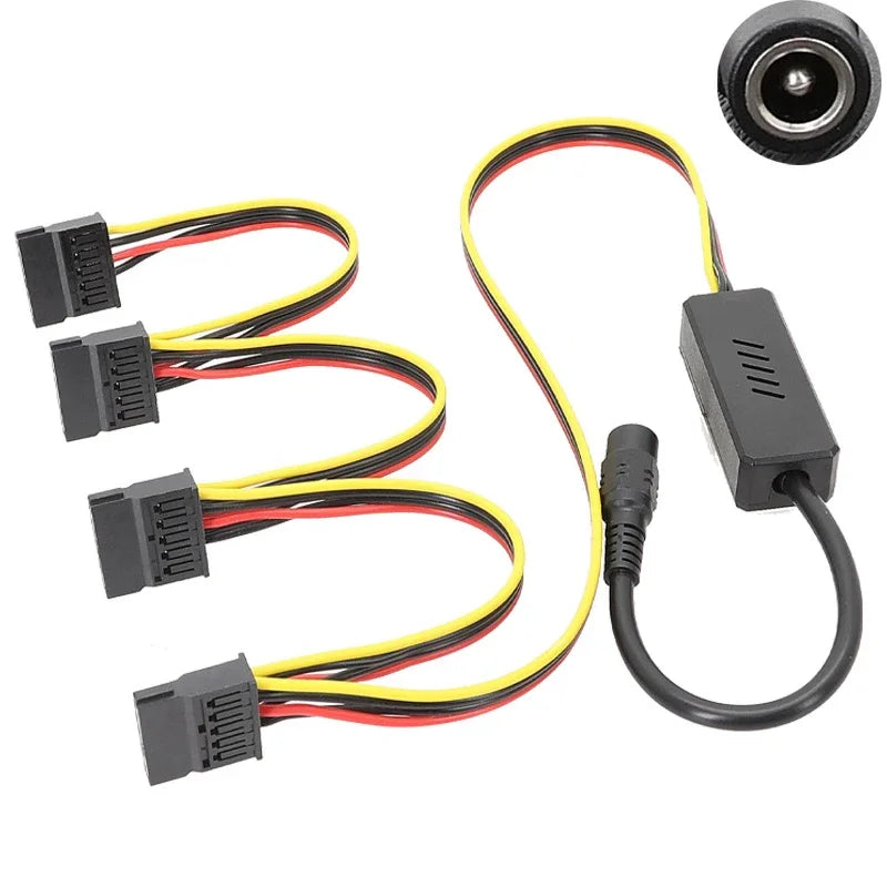 Adapter DC 5525 to Sata Molex Hard Drive Cable Plug to 2 3 4 IDE 1x2x3x4xSATA Wire Line 12V to Big 4PIN Connection Connector