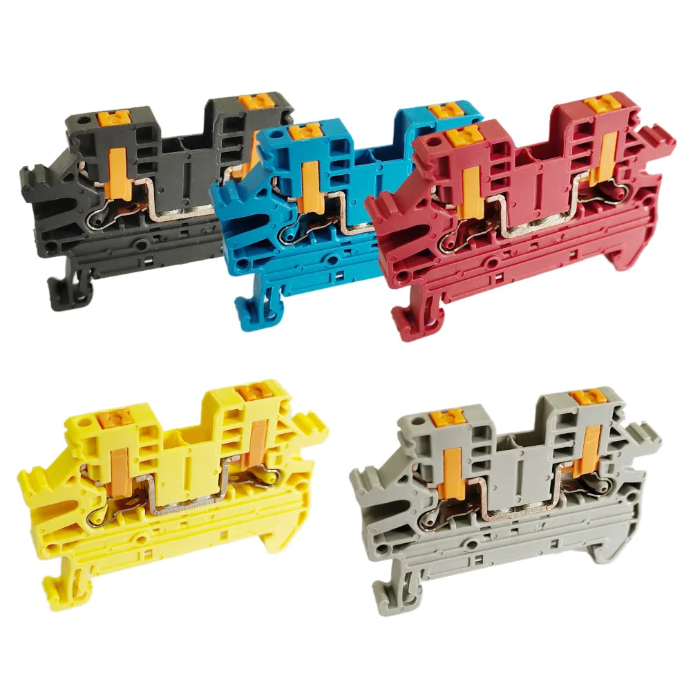 10Pcs/lot PTV2.5 DIN Rail Terminal Block Side Entry Push-in Connection 2.5mm² 12AWG Cable Wiring Electrical Wire Connector