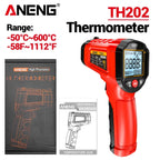 Infrared Thermometer ANENG Non-contact -50~600℃ Digital Laser Temperature Meter TH202 LCD Display Pyrometer Point Gun Tester