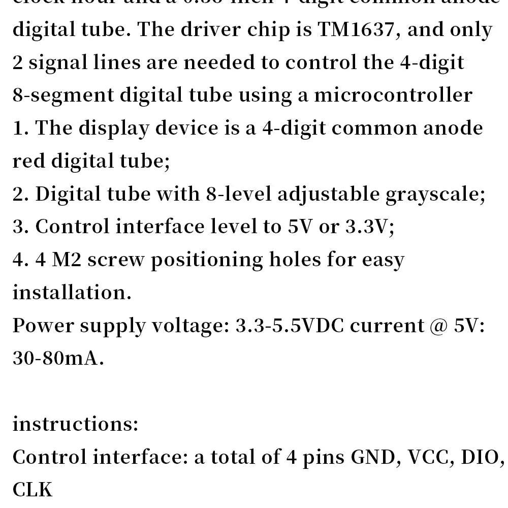 MGQH TM1637 4Bits / TM1638 / 74HC595 8 bit Digital LED Display Module 7 Segment 0.36Inch Clock RED Anode Tube Four Serial Driver