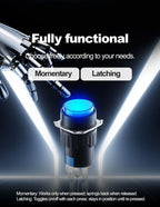 FILN 16mm 5-Unit LED Push Button Switch Momentary Latching Plastic Button 5pins Red Green Blue 12V 24V 220V Industrial Equipment