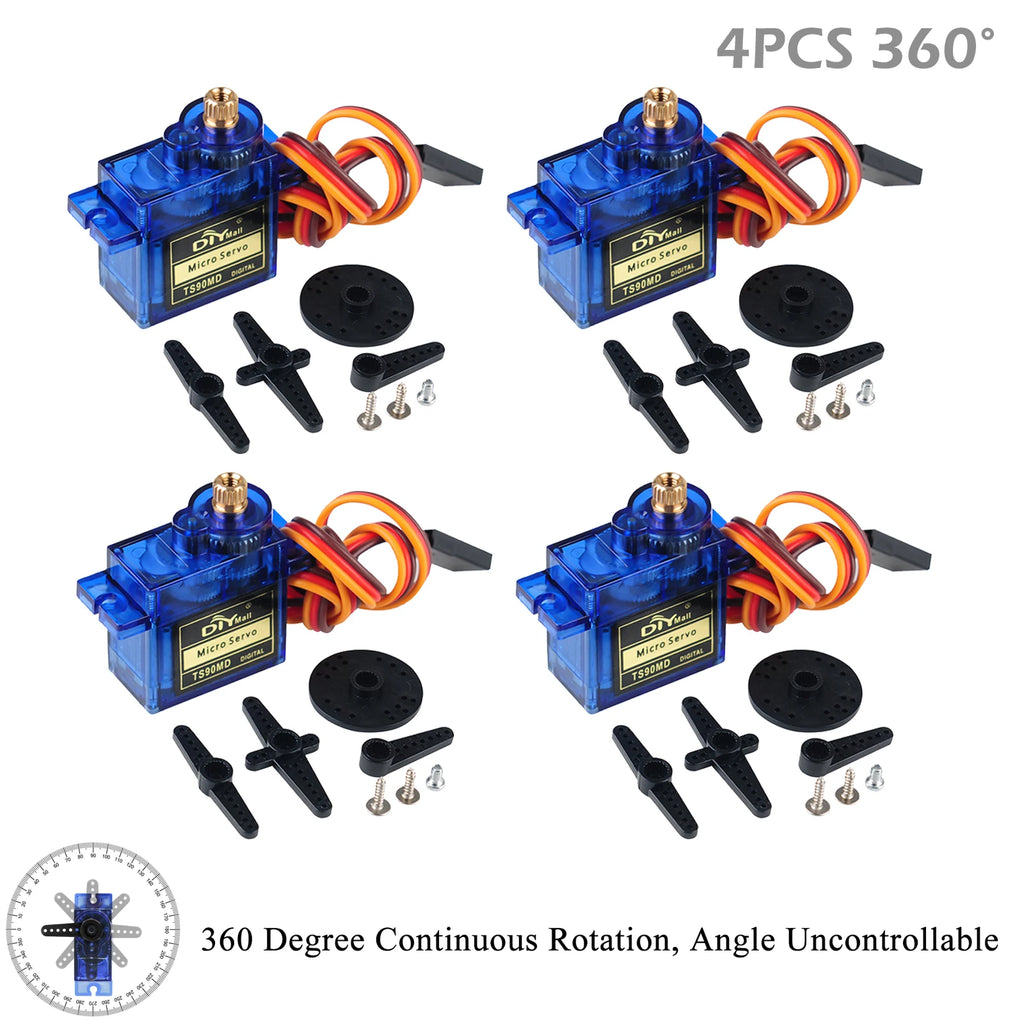TS90MD 9g Micro Servo Motor Metal Gear Simulation Steering Gear 90/180/270/360 Degree Mini Servo for RC Planes