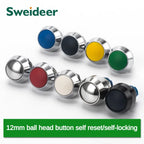 12mm Ball Round Head Metal Push Button Switch Waterproof Reset Self Locking Screw Welding Feet 3A Car Auto Horn Door Bell Swtich
