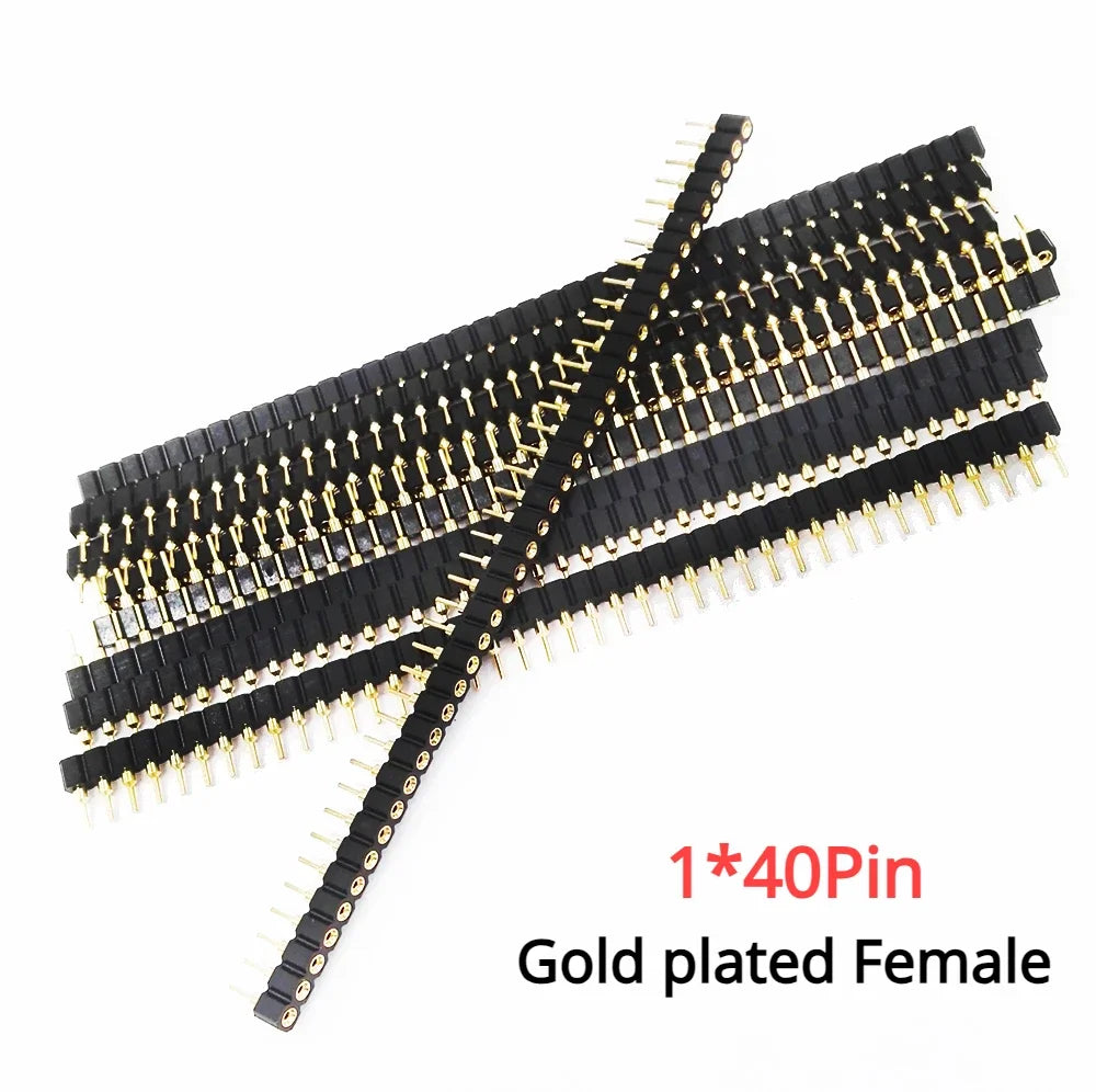 1x40P 1.27mm 2.0mm 2.54mm Round Hole Male Tin Gold Female Pin Header Single Row 0.1" Breakable PCB IC Crystal Transistor Socket