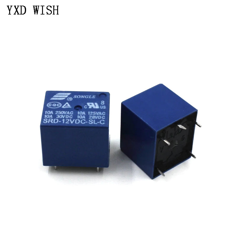 100pcs DC 5V 12V 24V 5Pin Relay SRD-05V/12V/24VDC-SL-C 10A 250VAC Mini Power Relay SRA- 05VDC 12VDC 24VDC-CL 20A 5Pin Relays