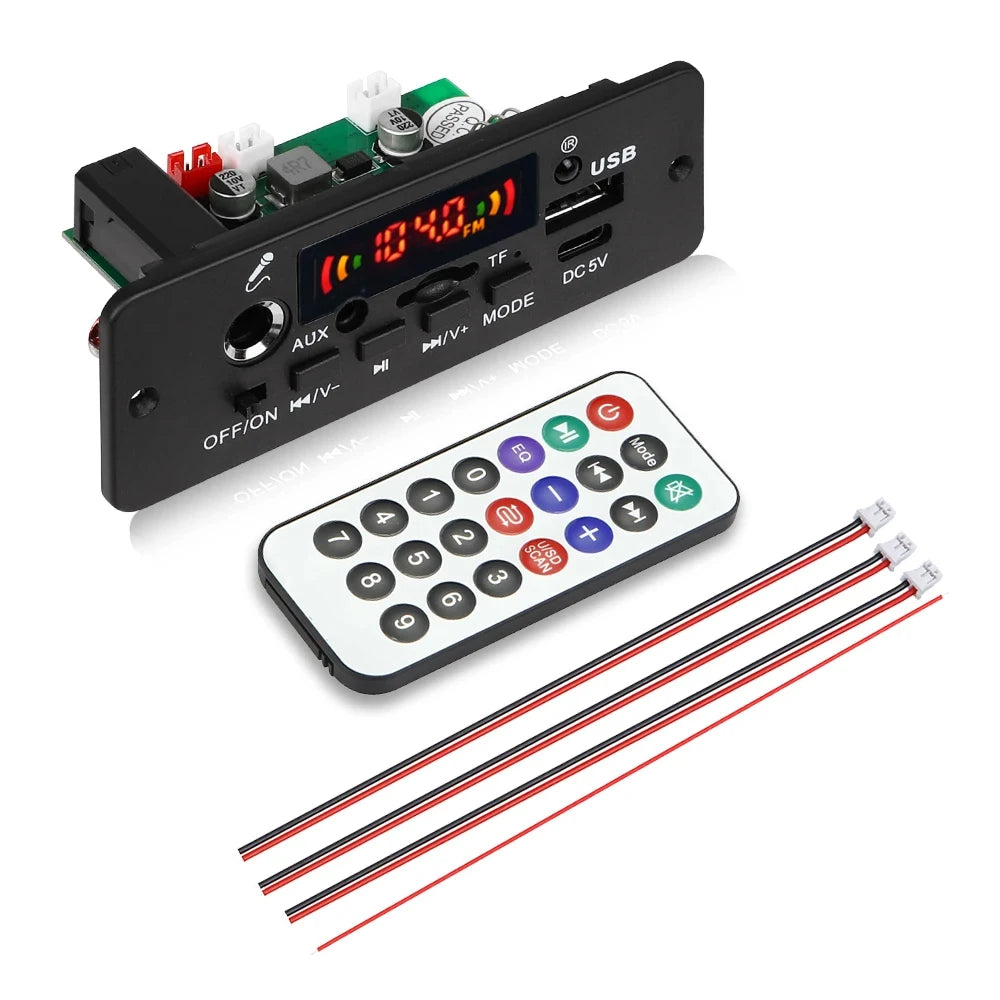 10W Digital Amplifier MP3 Decoder Board DC 5V Bluetooth 5.0 FM Support Microphone Car MP3 Player with Remote Controller