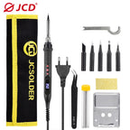 JCD Digital Soldering Iron Set Kit 80W with ON/OFF Switch Adjustable Temperature LCD Welding Tools Ceramic Heater Soldering Tips