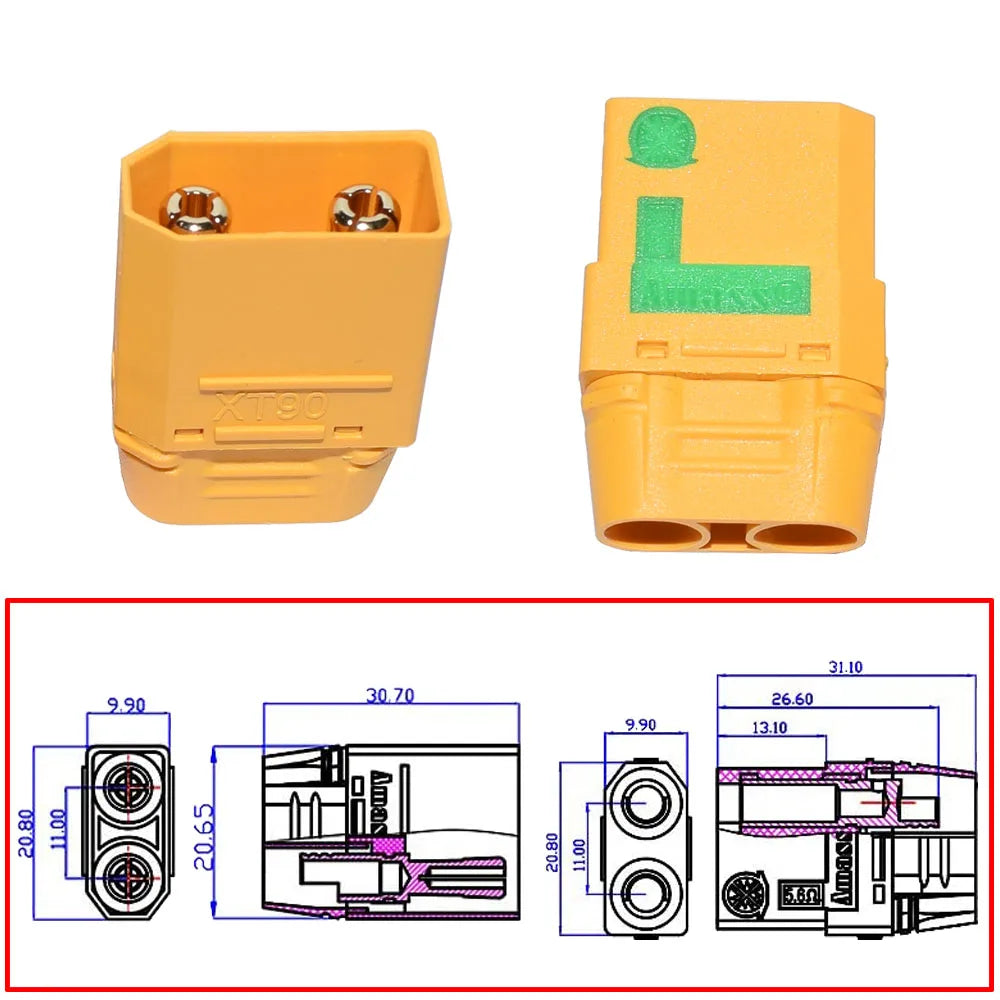 Amass XT90S XT90-S xt90 XT90S Connector Anti-Spark Male Female Motor Adapter for Battery ESC and Charger Lead for RC Car Truck