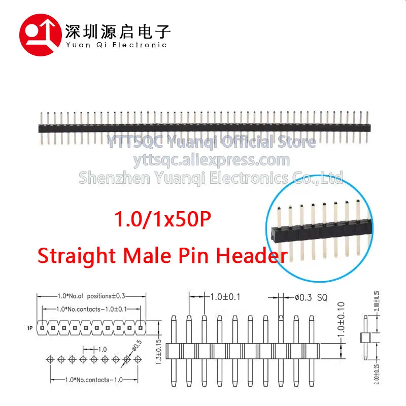 1.0mm Pin Header Connector Single Double Row 1*50P 2*50P SMD SMT Male Female Header Straight Pin Right Angle R/A Socket 1X50pin