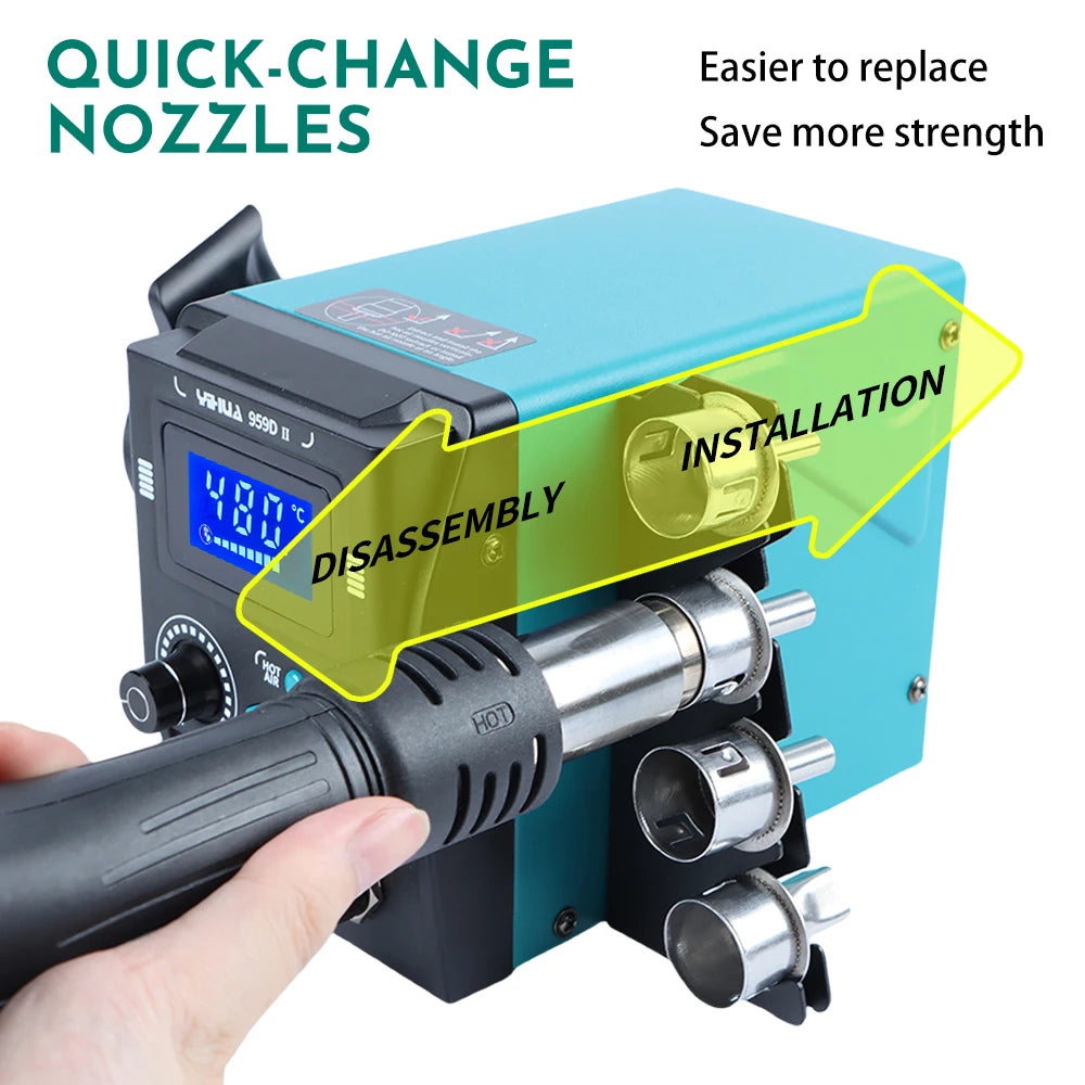 YIHUA 959D-II 700W Easy Plug-pull Nozzles Hot Air Gun Rework Soldering Station Phone Repair Welding Tools