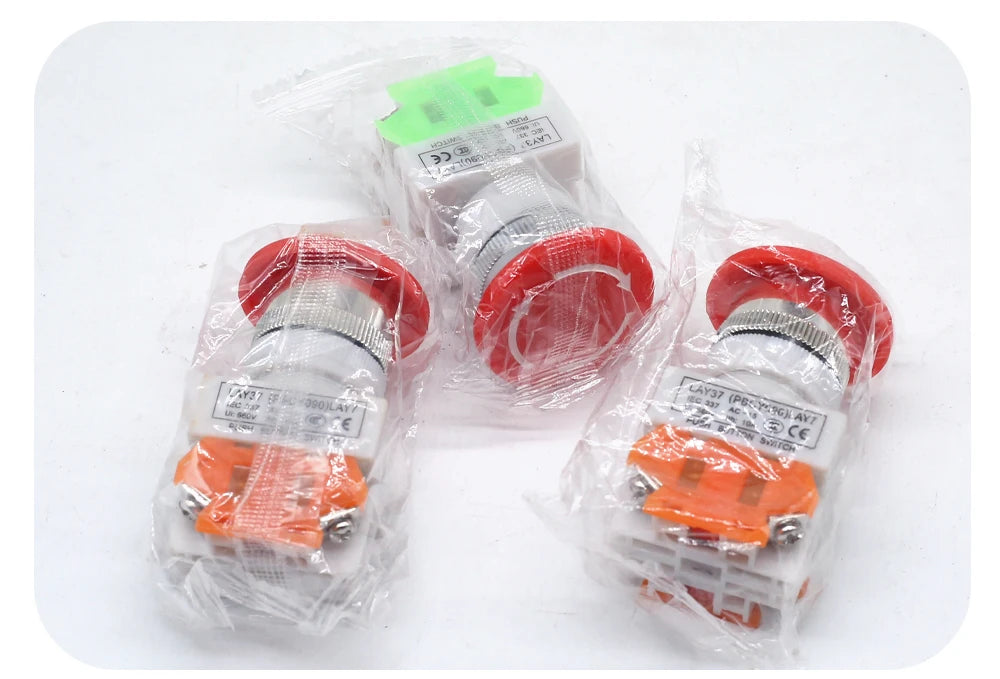 LAY7-11ZS Mushroom Head Emergency Stop Self-locking Button Switch Control Aperture Emergency Stop BButton LAY37