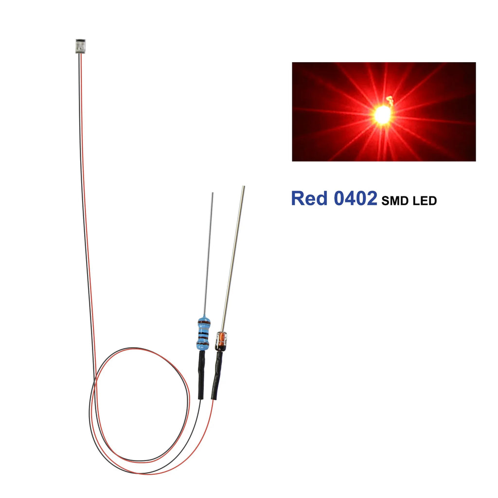 Evemodel 10pcs Pre-wired 0402 0603 0805 SMD LED Lights 50cm Wire with Resistor for 12V AC DC Bright Warm Red Blue Green Yellow