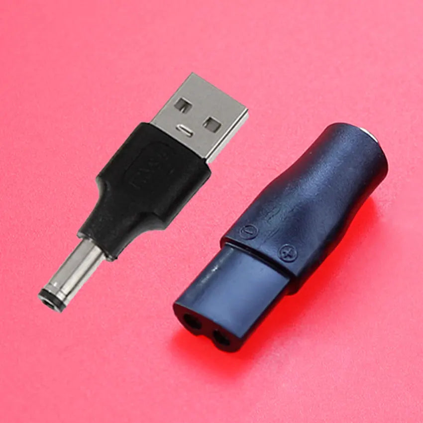 2/7Pcs 5V DC 5.5*2.1mm USB Power Cord Cable Double Hole Charging Adapter Plug For All Kinds Hair Clippers Beard Trimmers Shavers