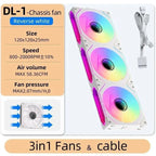 LDPCSJ DL-1 120mm Magic Cableless Daisy Chain PC Case Fan 4PIN PWM 800-2000RPM Hydro Dynamic Bearing Silent Cooling Fan 5V 3Pin Addressable ARGB Light Sync Radiator Fan for Gaming Desktop CPU Liquid Water Cooling Custom PC Mo