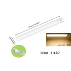 PIR Motion Sensor LED Under Cabinet Lamp Dimmable Rechargeable Night Light Stairs Closet Room Aisle Tube Bar Detector Bulb