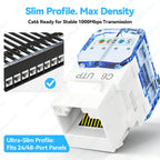 Denswire CAT6/CAT6A UTP RJ45 Keystone Jack Unshielded Ethernet Network Module Keystone Coupler 50μ Gold Contacts Dustproof Cover