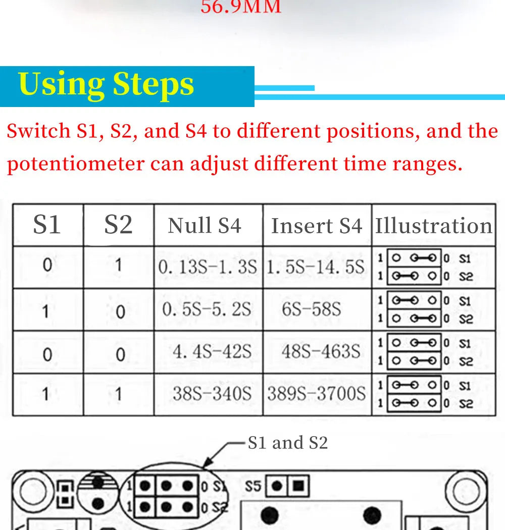 DC5V 12V Time Relay Module Normal Open Time Delay Relay Timing Timer Relay Control Switch Adjustable Potentiometer LED Indicator