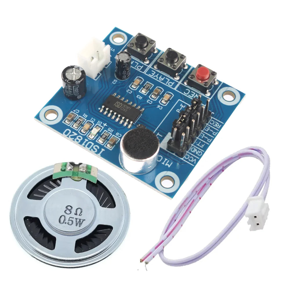 ISD1820 Voice Recording Module Playback Audio Board with Microphone &0.5W 8Ohm Loudspeaker for DIY Sound Electronics
