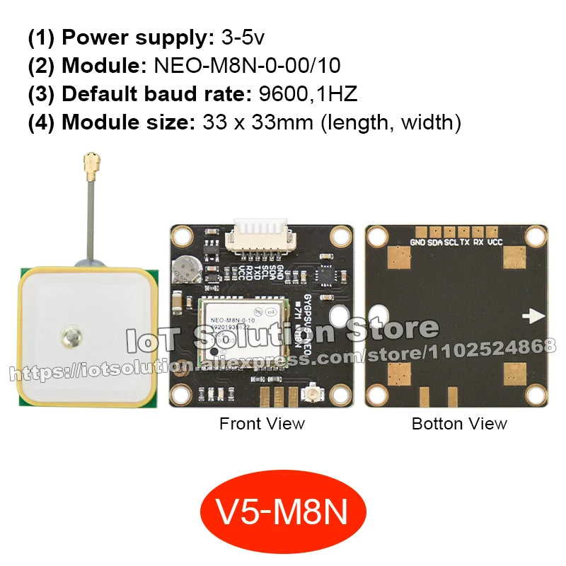 NEO-6M M8N M9N M8T F10N NEO 6M M8N Galileo BDS GPS GNSS Module with Active Antenna GY-GPSV3 GPS6MV2 GYGPSV6 NEOM8N NEOM9N NEOM8T