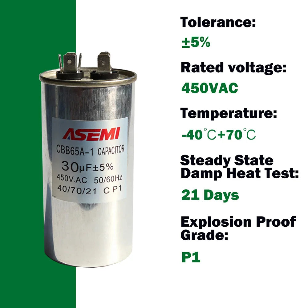 10uF 5uF 6uF 8uF 12uF 15uF 16uF 17uF 18uF CBB65 450V AC Motor Capacitor Air Conditioner Compressor Start Capacitor
