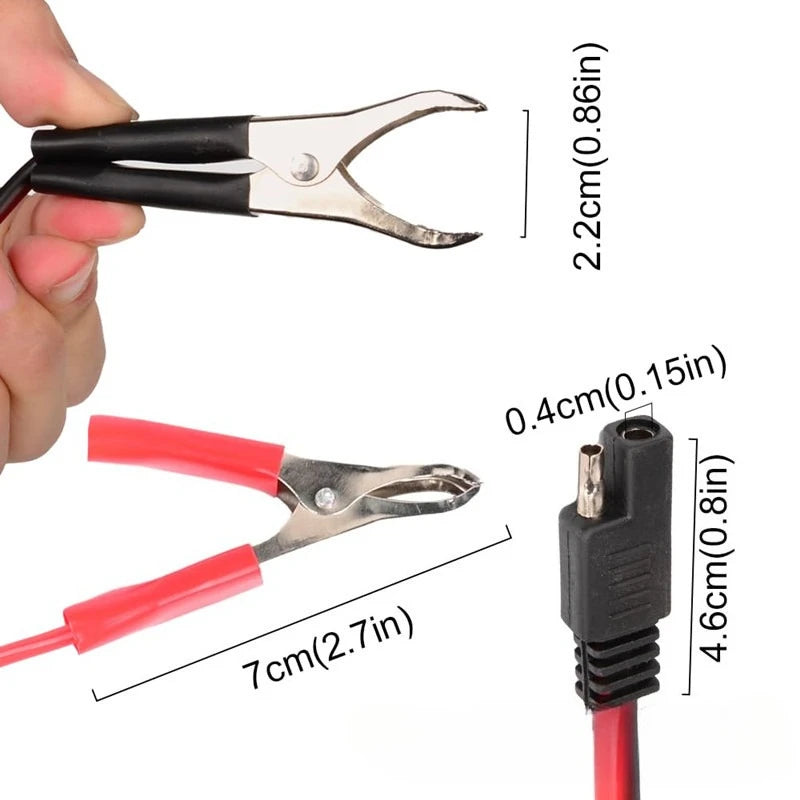 8FT/2.5M 12AWG SAE Battery Alligator Clip Harness with On/off Switch 12V2Pin Quick Break