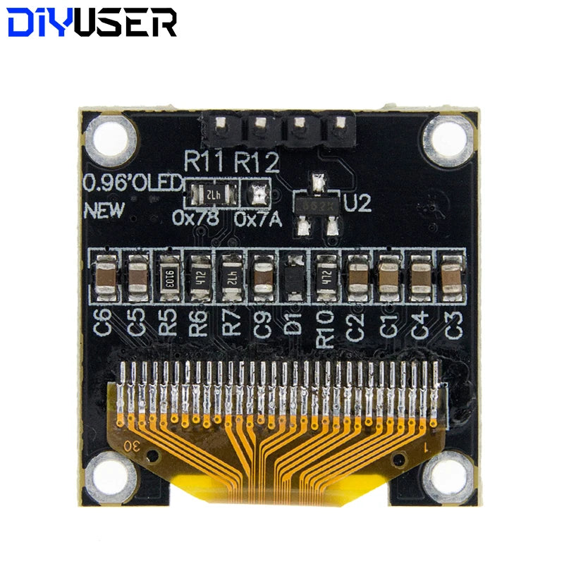 DIYUSER 0.96 Inch OLED SSD1306 White/Blue/Yellow 128X64 IIC I2C Serial Display Module 12864 LCD Screen Board For Ard