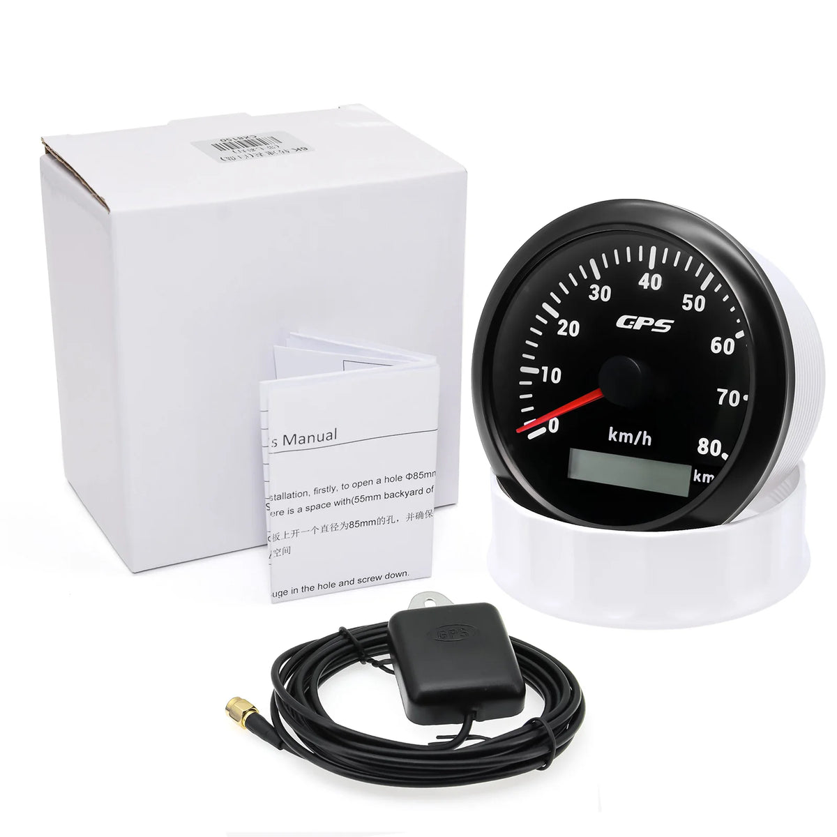 60/120/200KMH 85MM GPS Speedometer Gauge 7 Color Light with GPS Antenna Waterproof Motorcycle Boat Car Truck Speed Gauge Meter