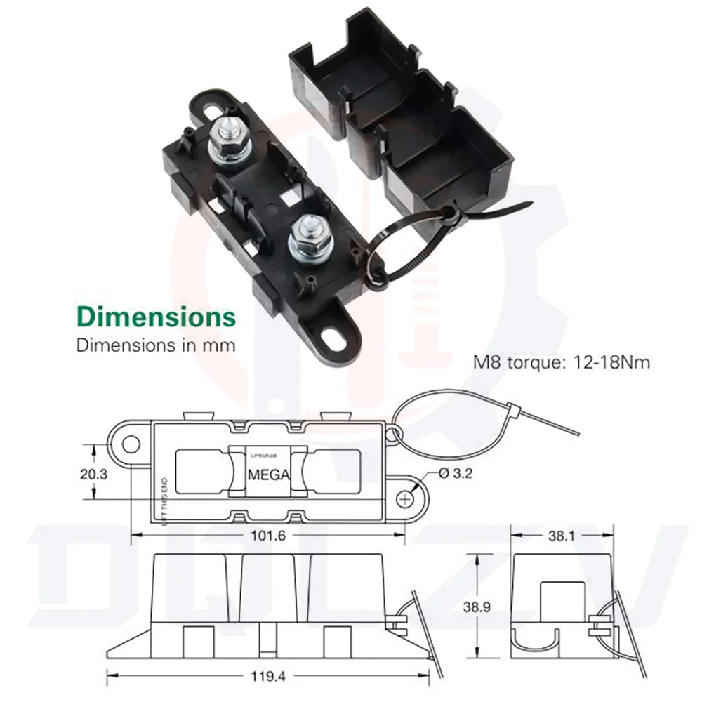 1PCS ANM-H3 MEGA Auto Fuse Holder/ANM Bolt-on blade fuse holder Flat Type Fuse 30A50A 60A 70A 80A 100A 125A 175A 200A 225A -500A