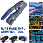 ZOERAX RJ45 Crimp Tool Ethernet Crimping Tool All-in-one Crimper For Pass Through Cat6 Cat5e Connectors With Replacement Blades