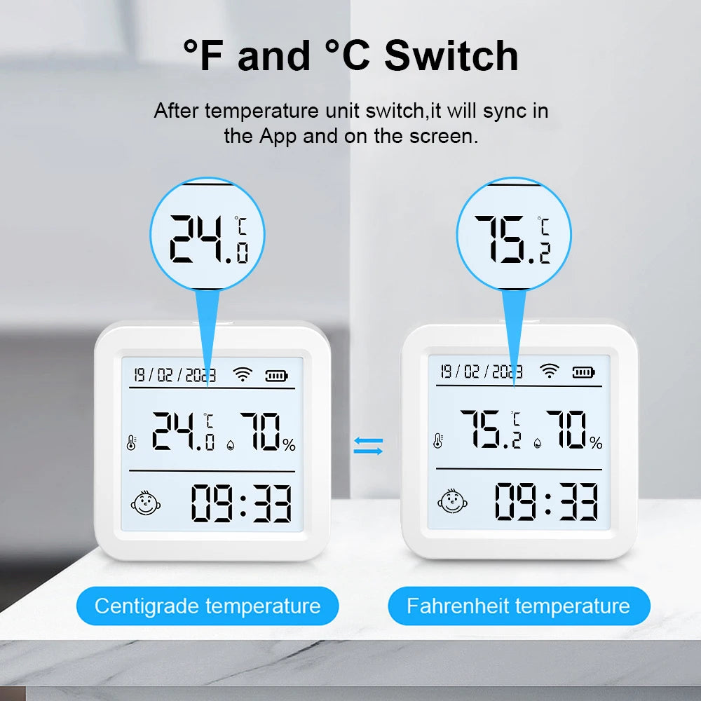 Tuya WIFI Temperature and Humidity Sensor Hygrometer Thermometer with/No LCD Display Indoor Support Alexa Google Assistant