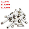 10pc/lot One Sell 5*20mm 6*30mm Fast Blow Tube Fuses mm 250V 100MA 200MA 300MA 8A 10A 12A 15A 20A 25A 30A  AMP Fuse Ceramic fuse