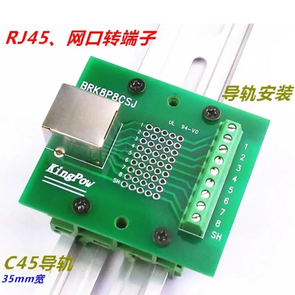 1 To 9 Port RJ45 To Terminals Breakout PCB Board Ethernet LAN Interface Terminal Module Adapter Switch Din Rail Mounting
