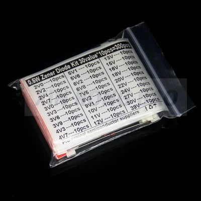 300PCS=30Values*10pcs 2V~39V Diode Kit 0.5W Zener Voltage Regulator 39V 30V 27V 24V 22V 20V 18V 16V 15V 13V 12V 11V 10V..Assort