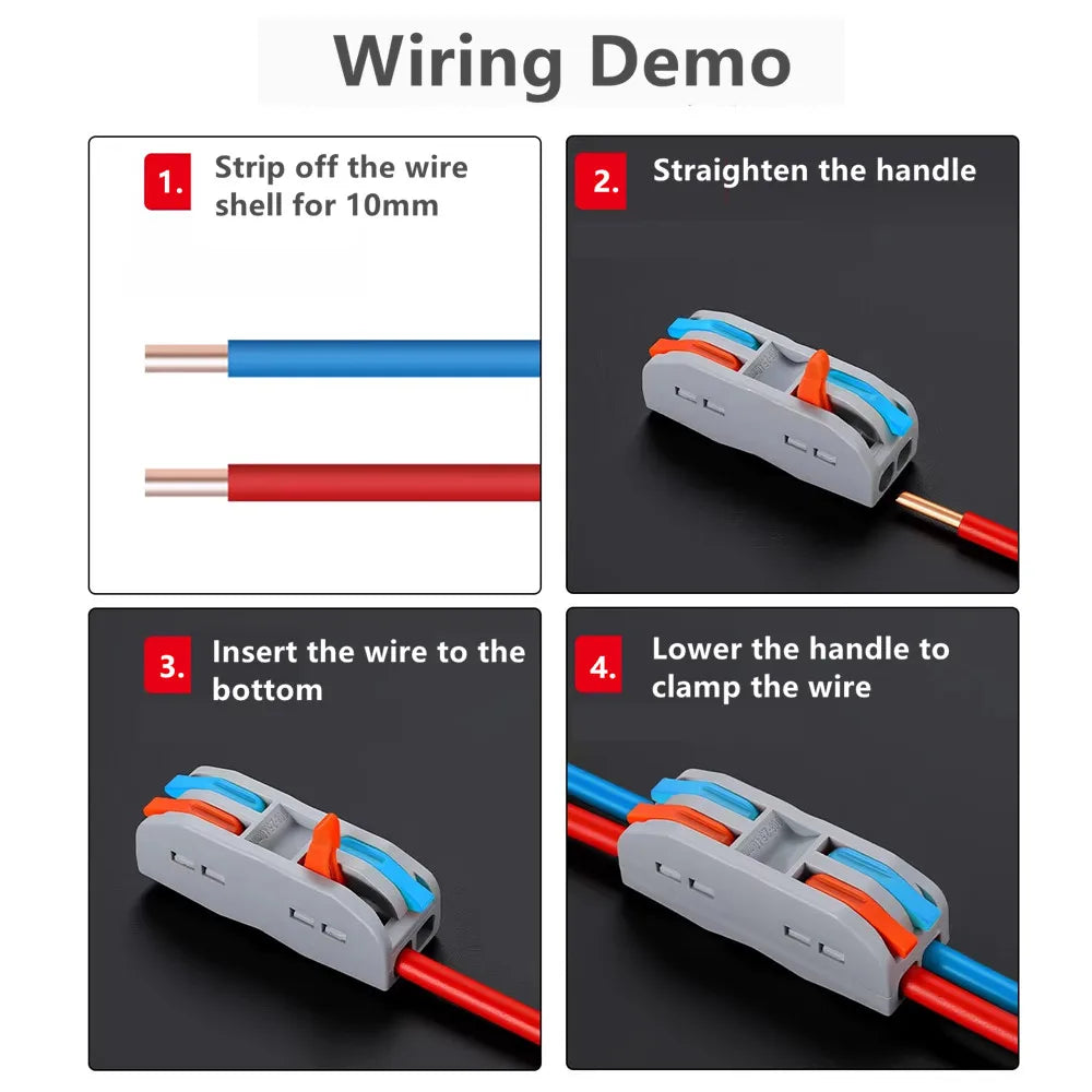 1PCS Insulated Reusable Lever Wire Connectors 24-12 AWG (0.5-4mm²) Quick Compact Electrical Splicing Terminals for Switch Wiring