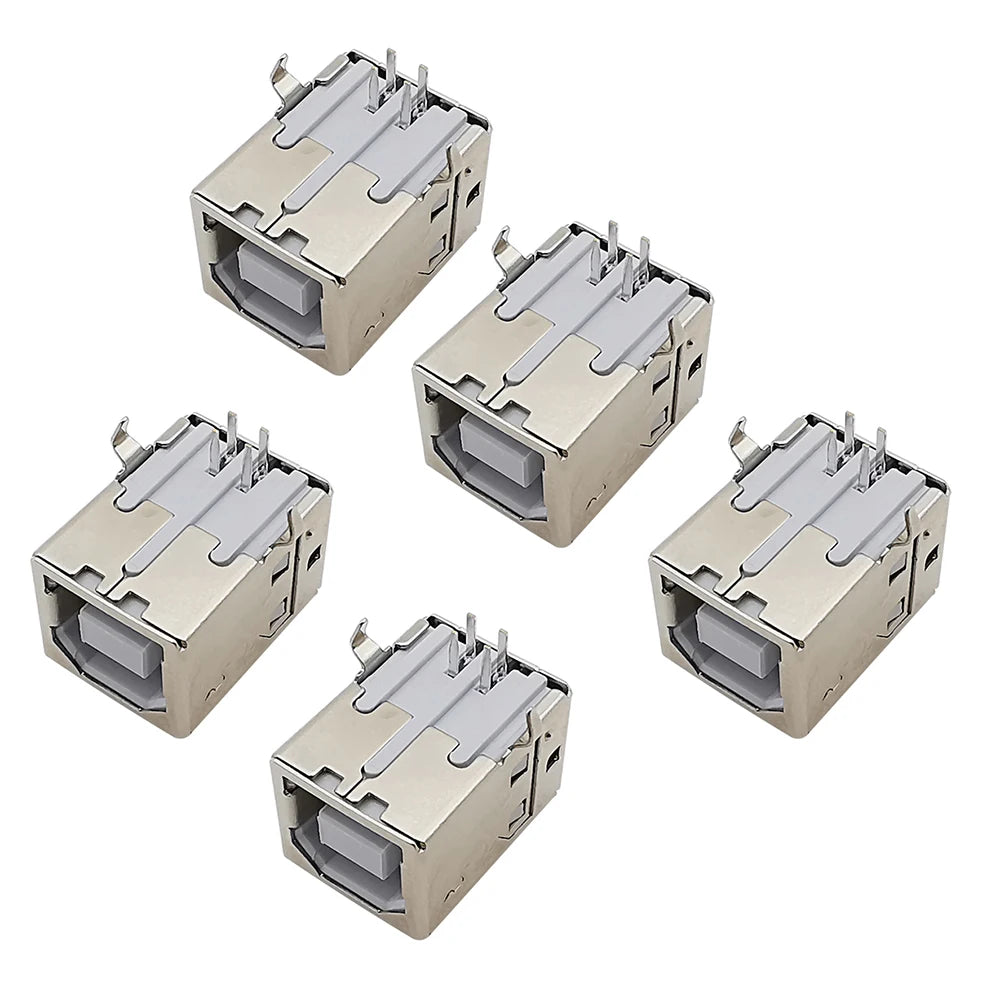 5Pcs B Type USB 2.0 Connector Female Socket Right Angle PCB Soldering Printer Interface Repair