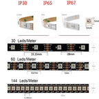 WS2815 DC 12V LED Pixels Strip Light 5050 RGB Individually Smart Addressable IC LED Dual-Signal 30/60/144 Pixels Led/m Tape