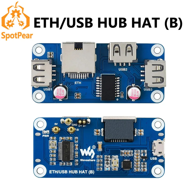 Raspberry Pi Zero 2W Ethernet USB HUB HAT (B) For Zero Series Plug-And-Play