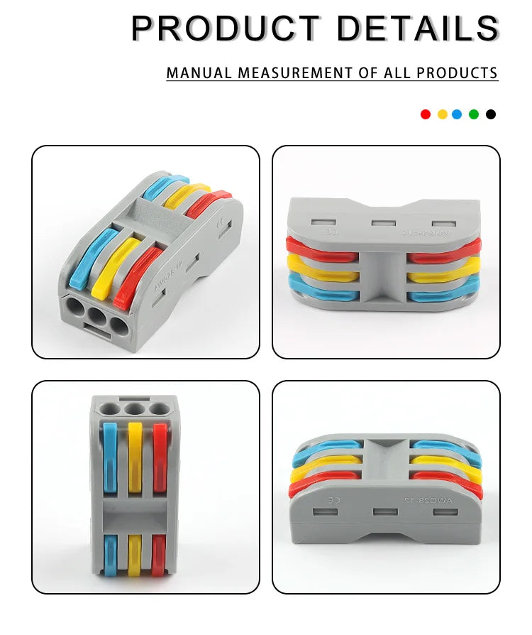 5PCS Universal Quick Compact Wire Connector Push-In 2/3/4/5 Pin Conductor Terminal Block Led Light Connector With Lever