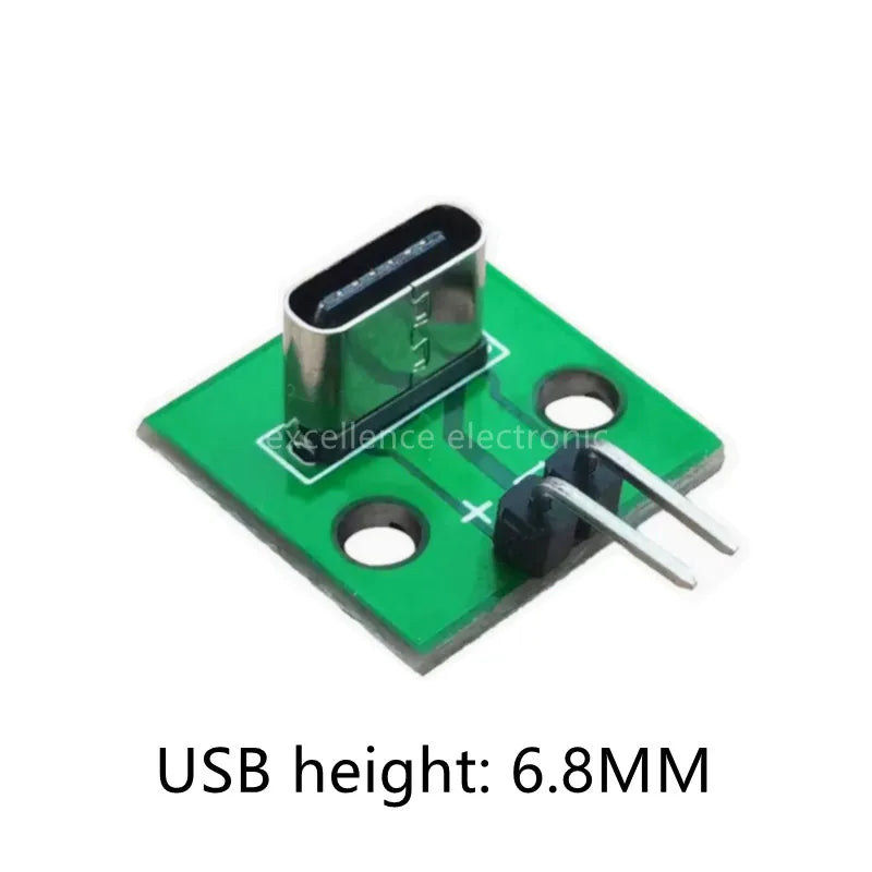 5/10PCS Data Charging Cable Jack Test Board with Pin Header 90 Degree Vertical Type C Female Male Connector Test PCB Board
