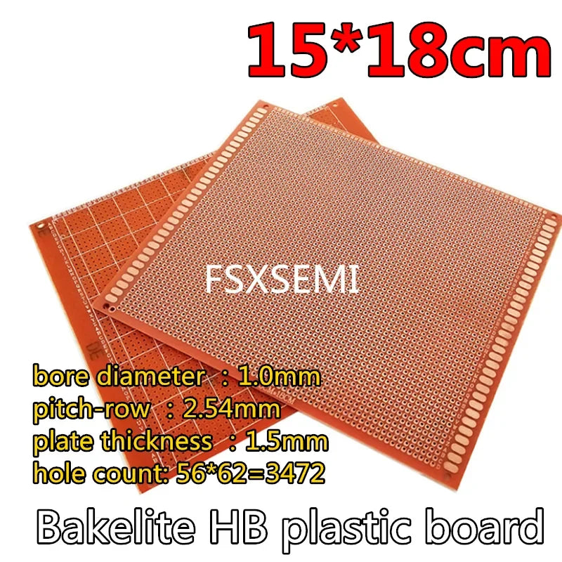 1pcs Bakelite Universal circuit test board HB plastic board 2.54MM PCB 5x7 7x9 9x15 10x15 10x22 12x18 13x25 15x18 18x30cm
