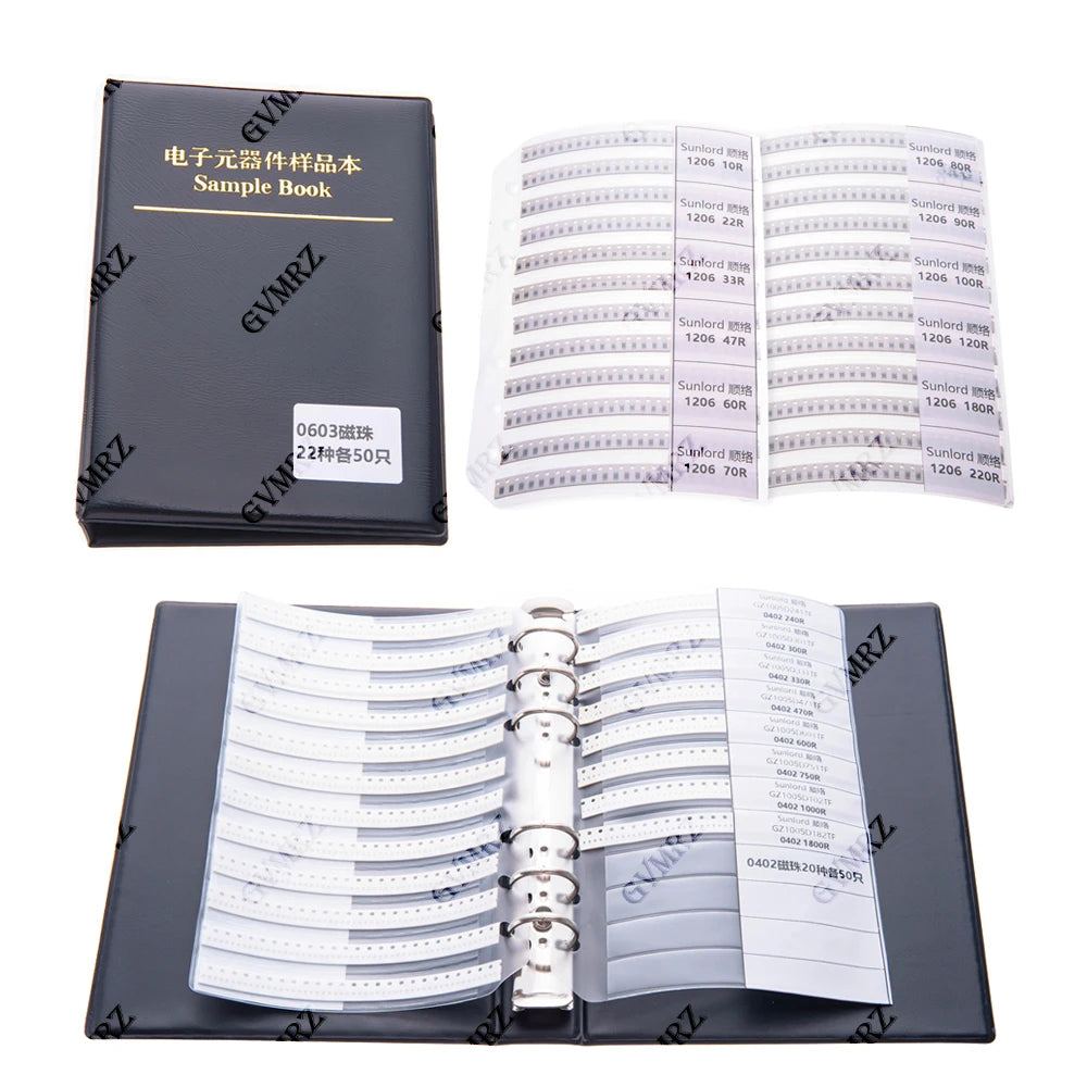 0402 0603 SMD Ferrite Bead Inductance Sample Book Magnetic Laminated Sheet Magnetic Beads Inductance Book Sample Kit 0805 1206