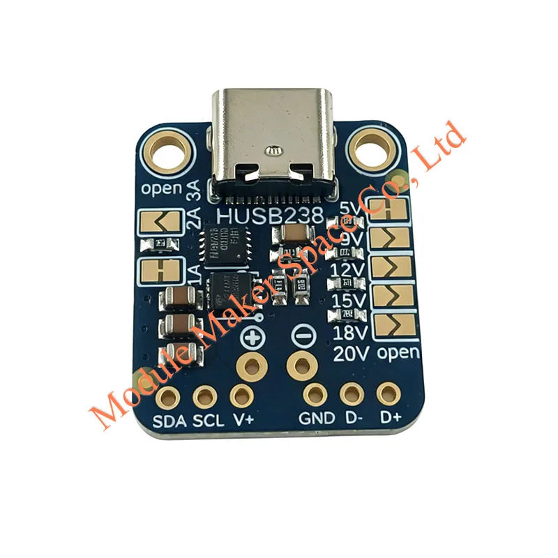 HUSB238 USB C PD Trigger Board I2C Configurable PD Sink Module 5V to 20V 5A 100W USB Type C Power Delivery Breakout